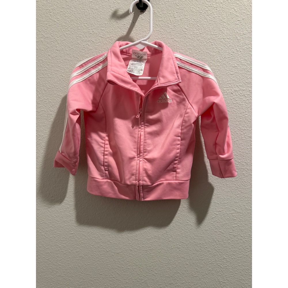 Adidas Pink 3-Stripe Track Jacket Toddler Girls 18M Full Zip Athletic Coat